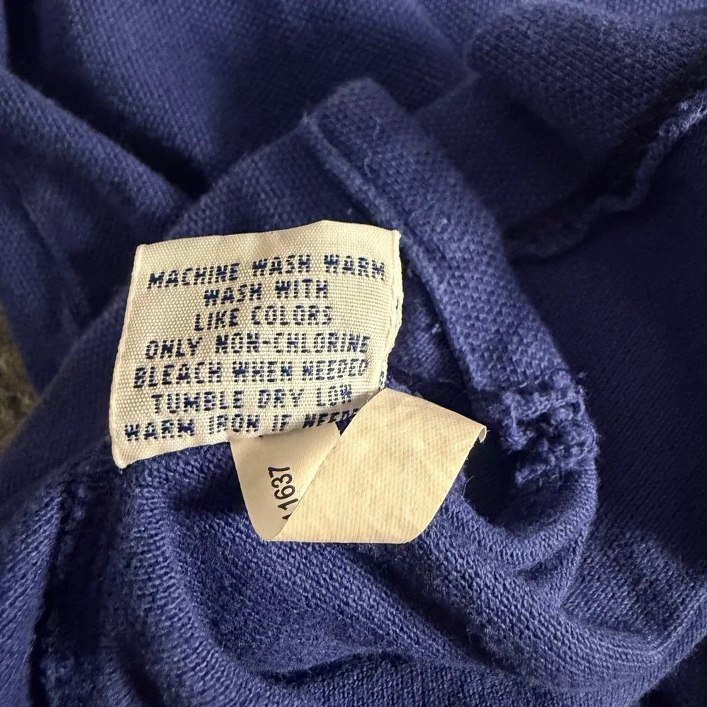 Polo Ralph Lauren Mens Blue Pique Polo Shirt Orange Pony Logo Size Large‎ L